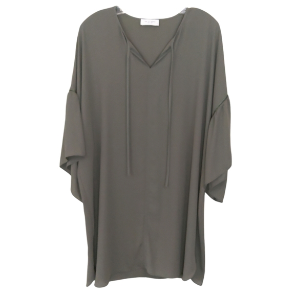 Lola & Sophie Grey Ruffle Bell Sleeve Sheath Dress - Picture 1 of 12